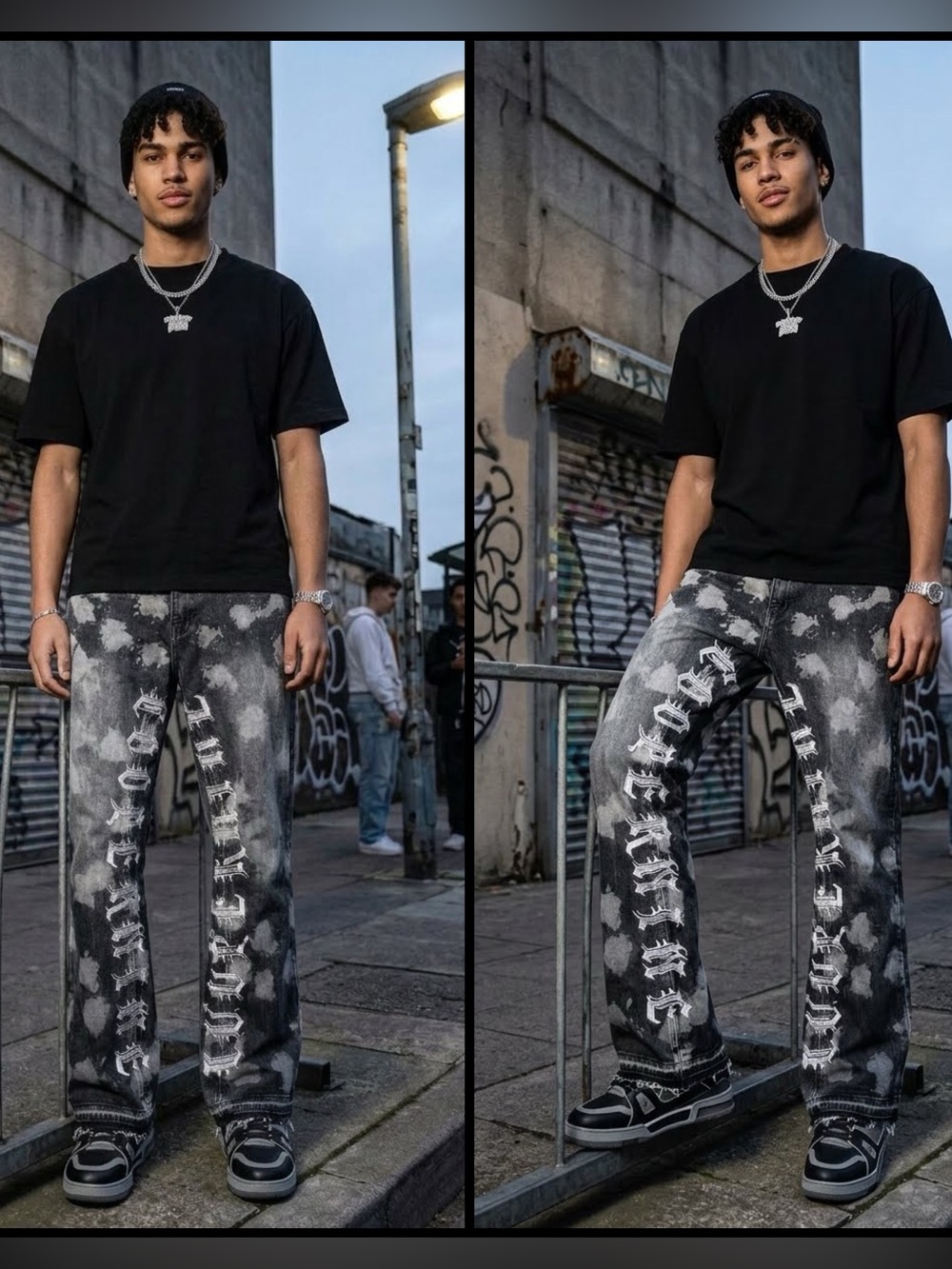 Cooper 9-505 desert stack Y2K Skater Black Wash Graphic Men Streetwear Jeans 36
